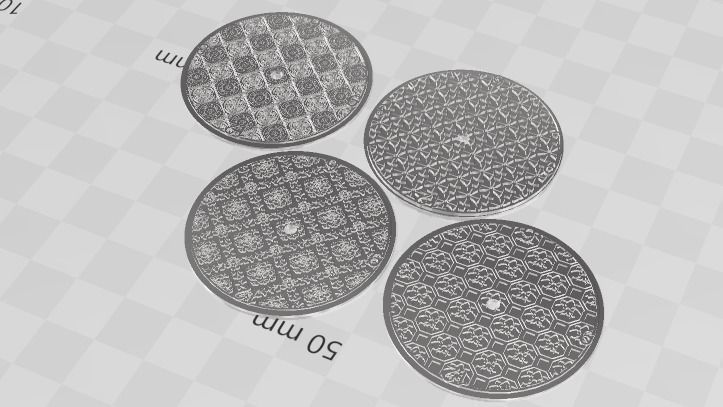 Set of four Delft Pattern Style Watch Dials for Enameling 3D print model_14