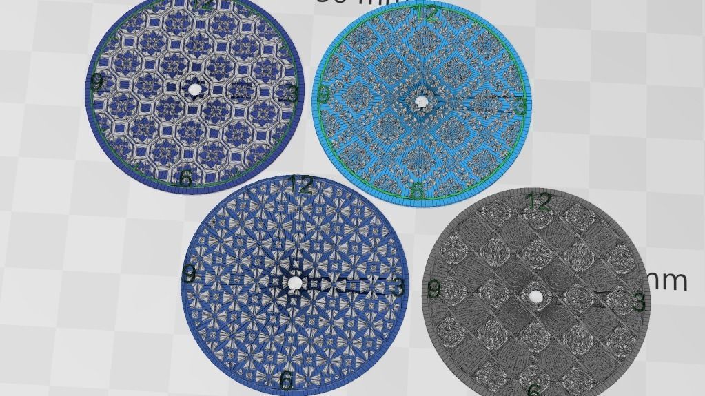 Set of four Delft Pattern Style Watch Dials for Enameling 3D print model_8