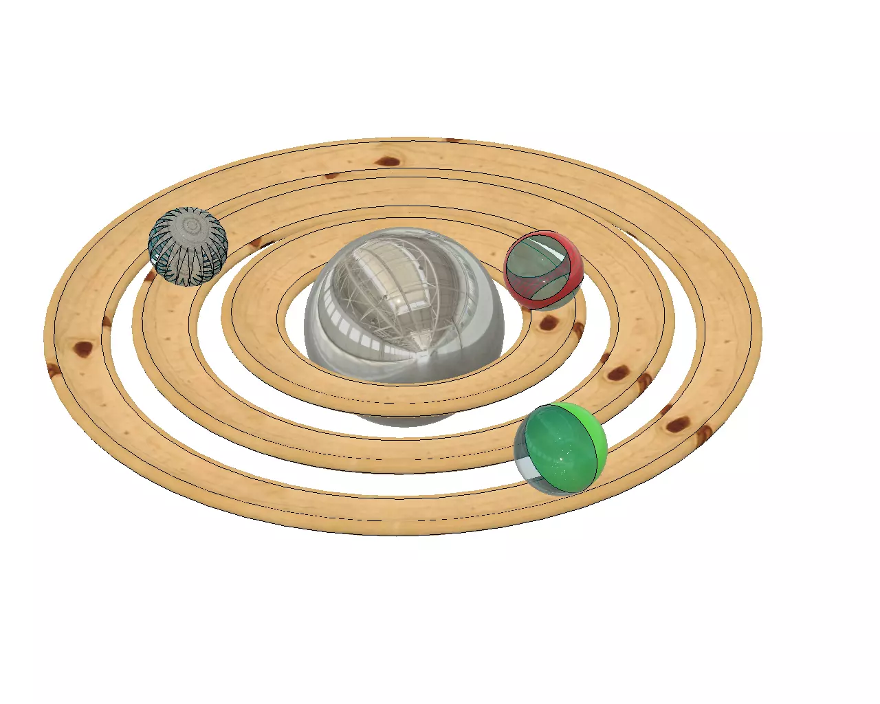 marbles wooden solar system Free 3D model