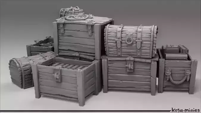 Medieval Crate Pack B 3D print model
