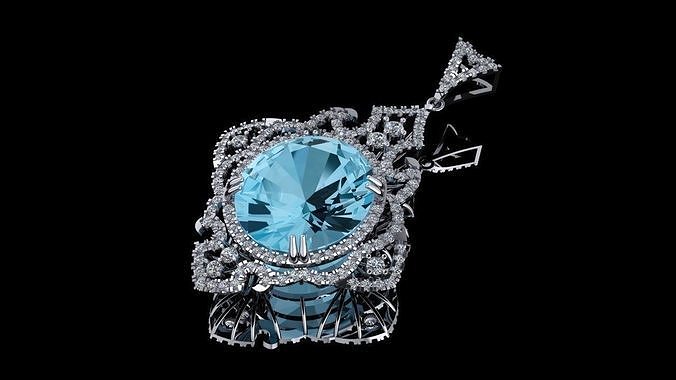 Pendents 2 topaz and diamond pendant 3D print model