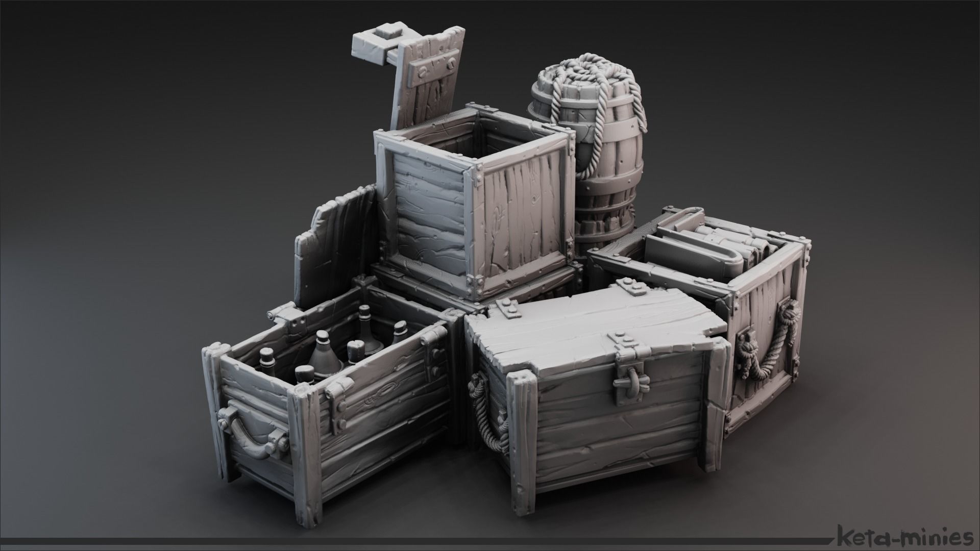 Medieval Crate COMBO Pack  3D print model_1