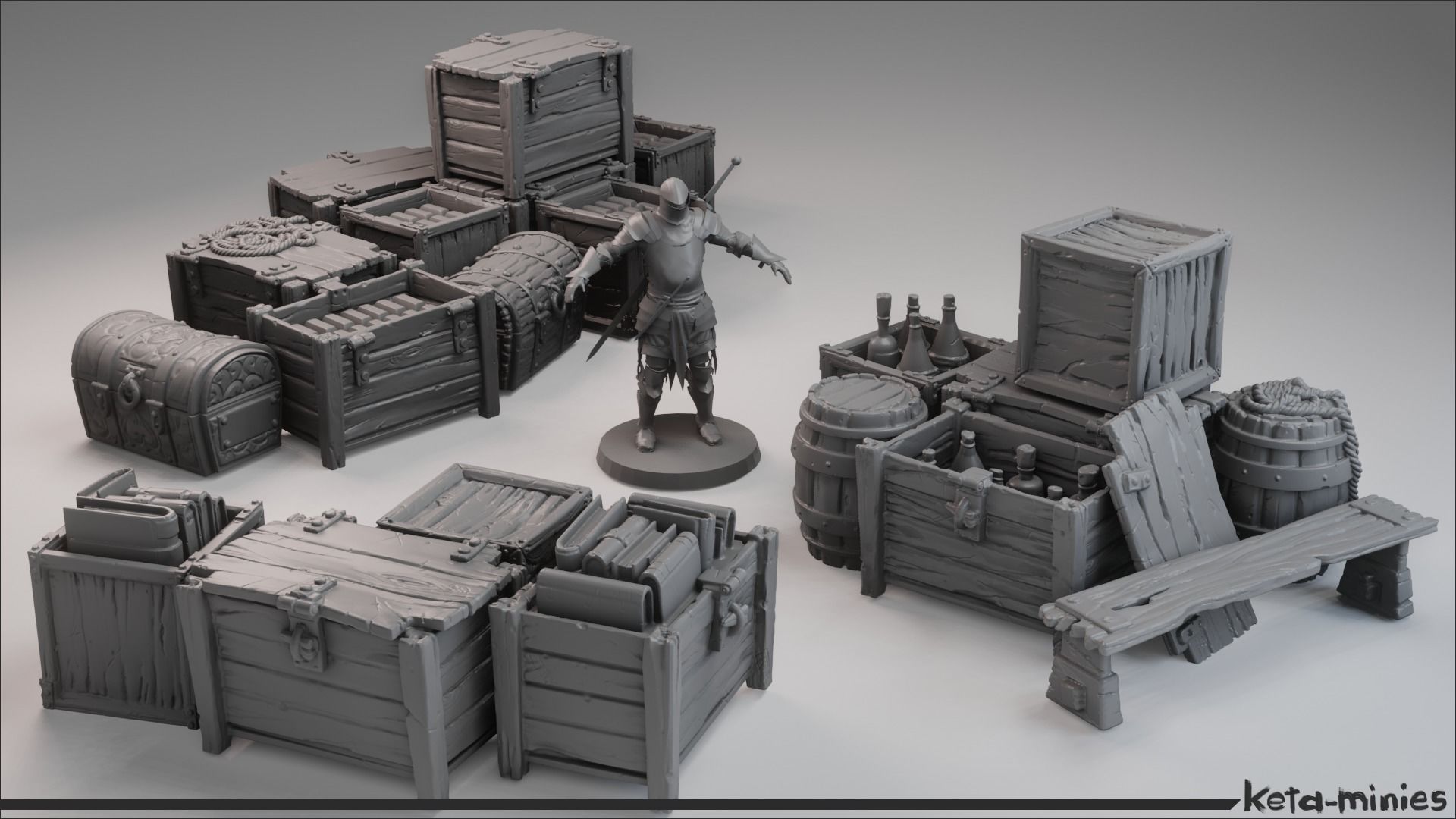 Medieval Crate COMBO Pack  3D print model_2