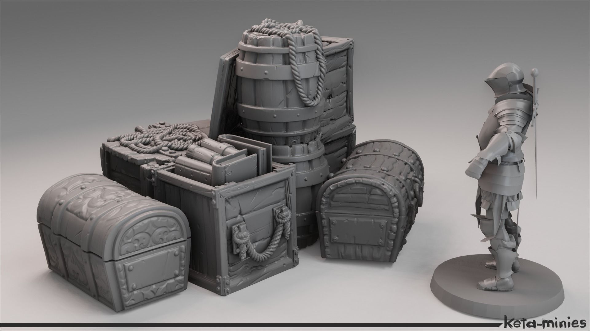 Medieval Crate COMBO Pack  3D print model_11