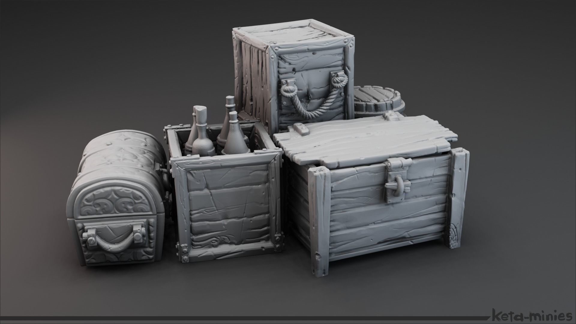 Medieval Crate COMBO Pack  3D print model_9
