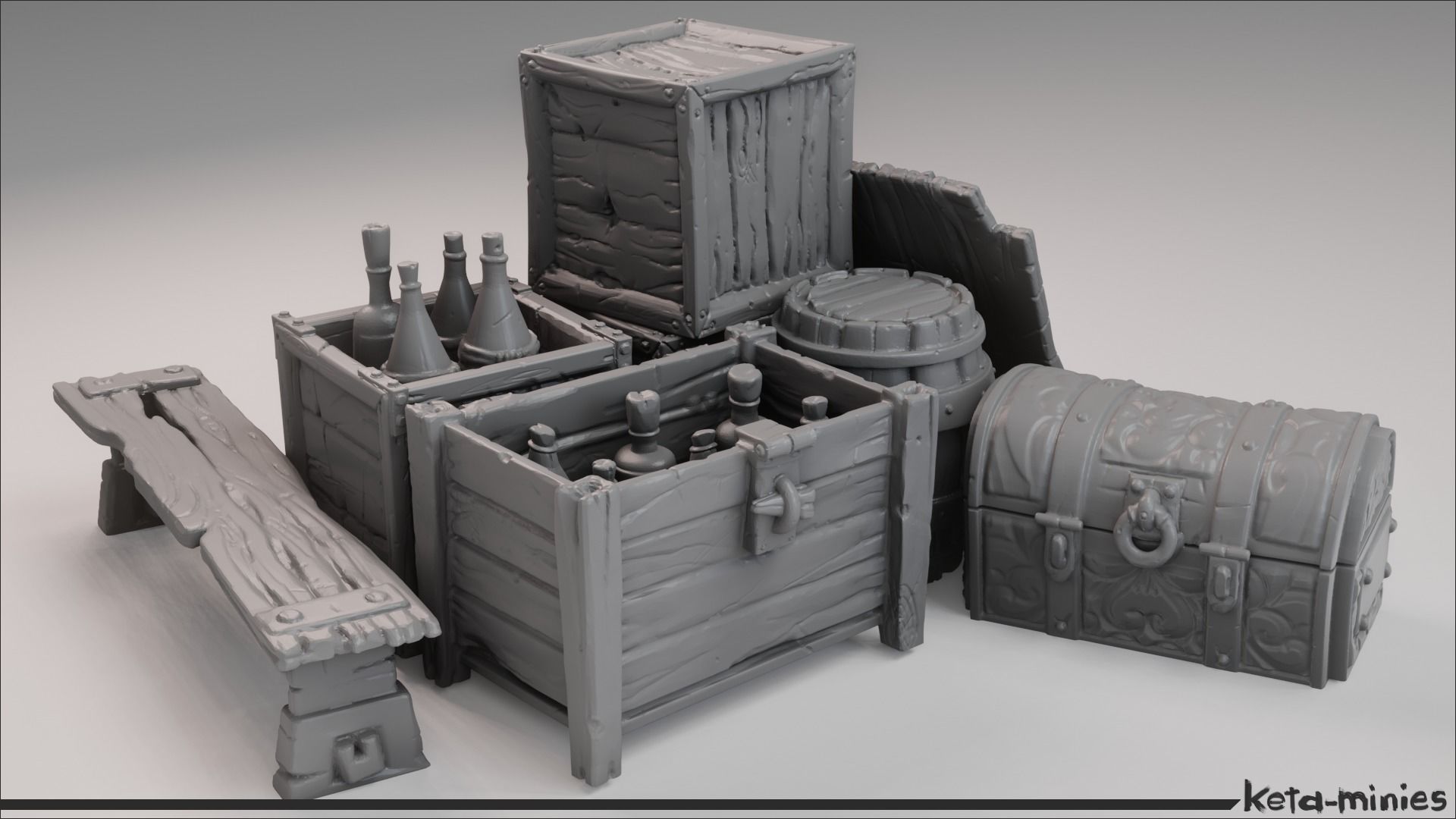 Medieval Crate COMBO Pack  3D print model_16