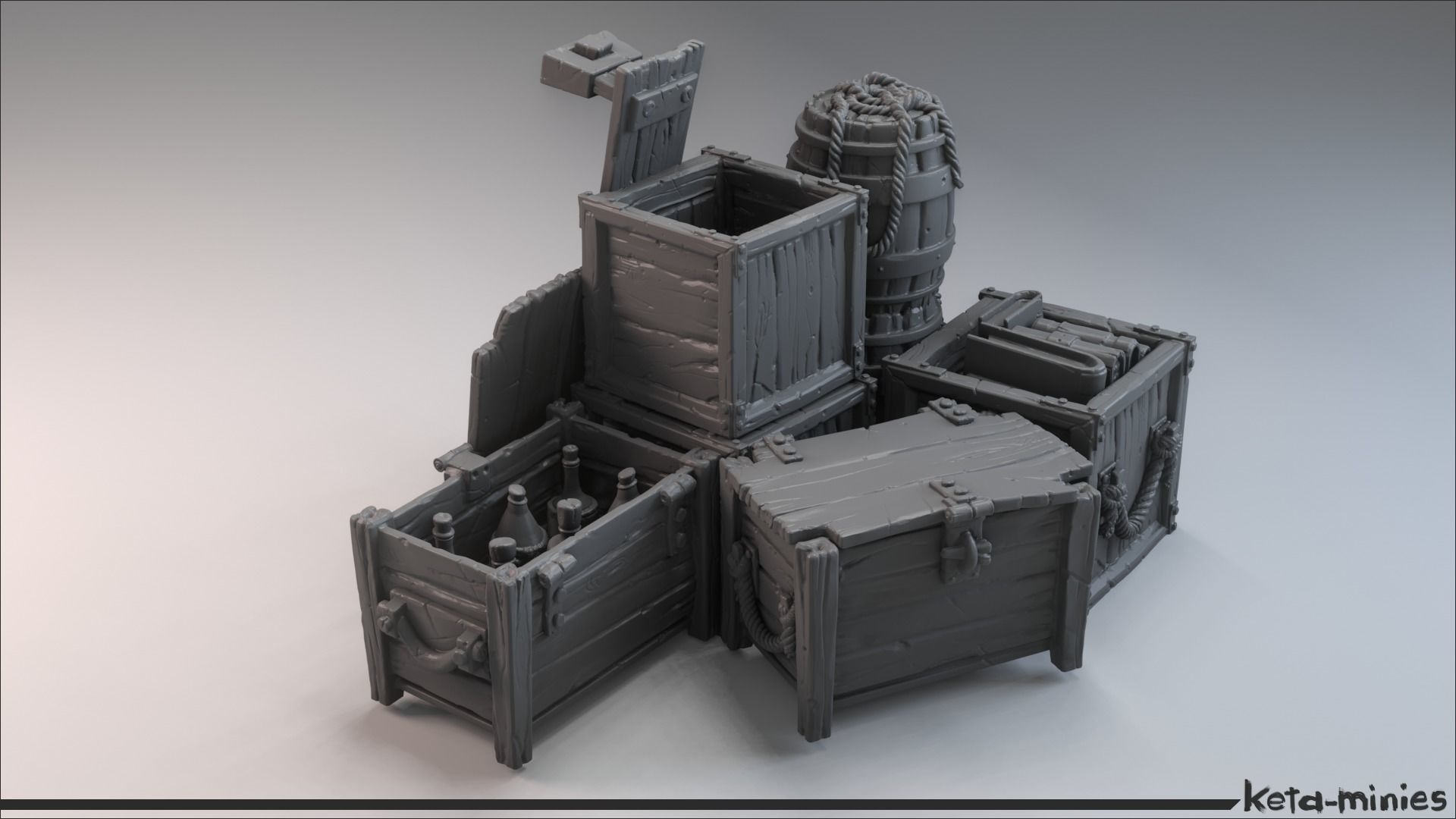 Medieval Crate COMBO Pack  3D print model_19