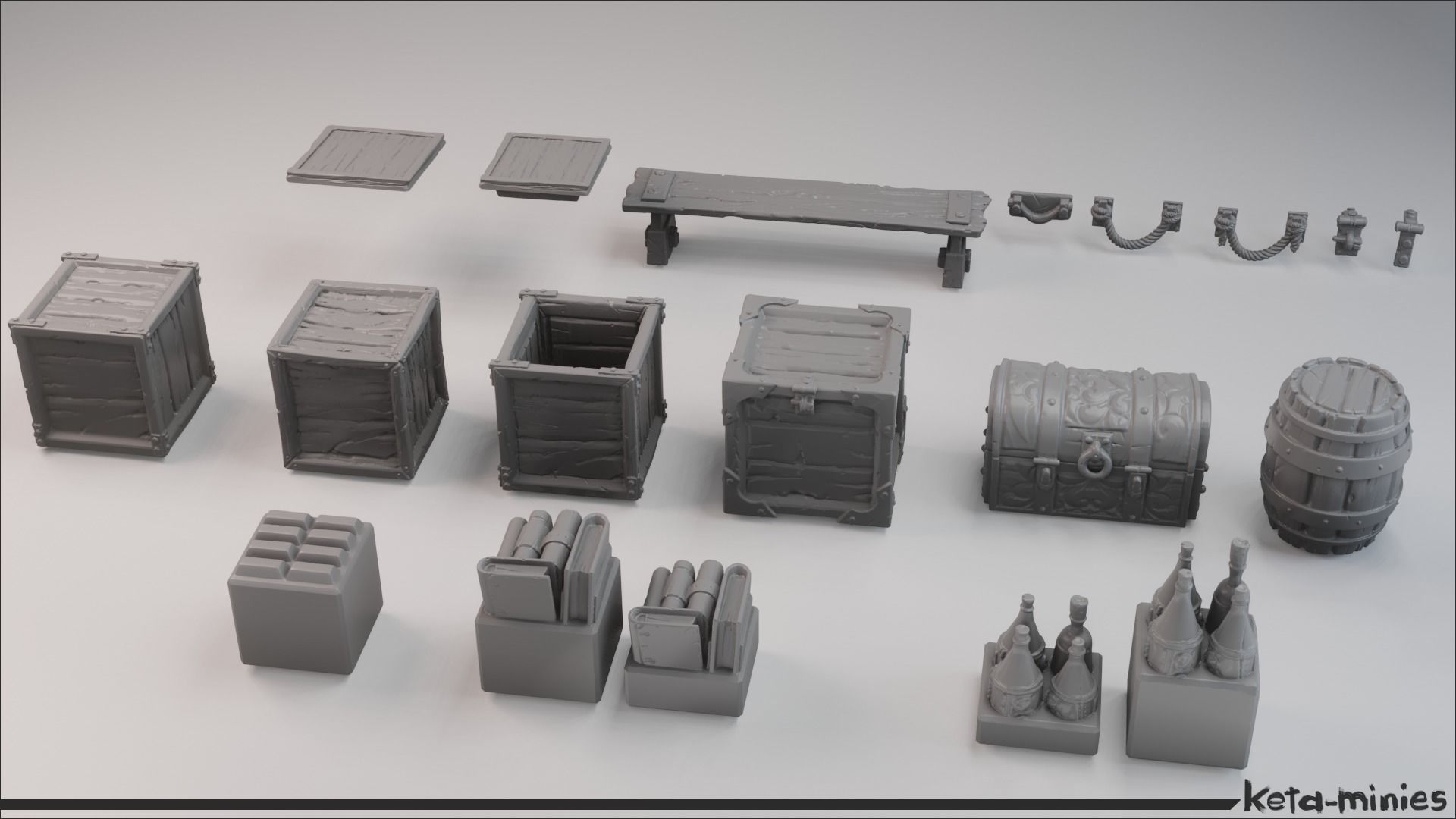 Medieval Crate COMBO Pack  3D print model_4