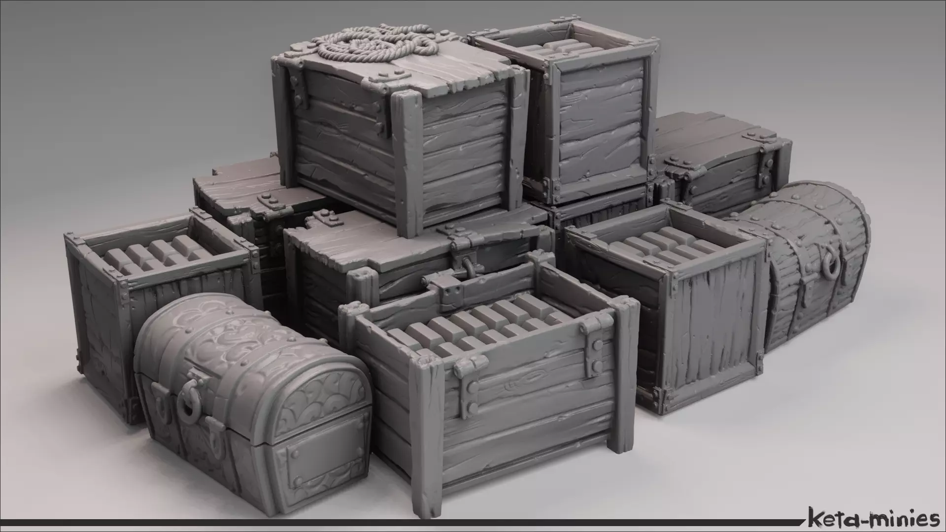 Medieval Crate COMBO Pack  3D print model_0