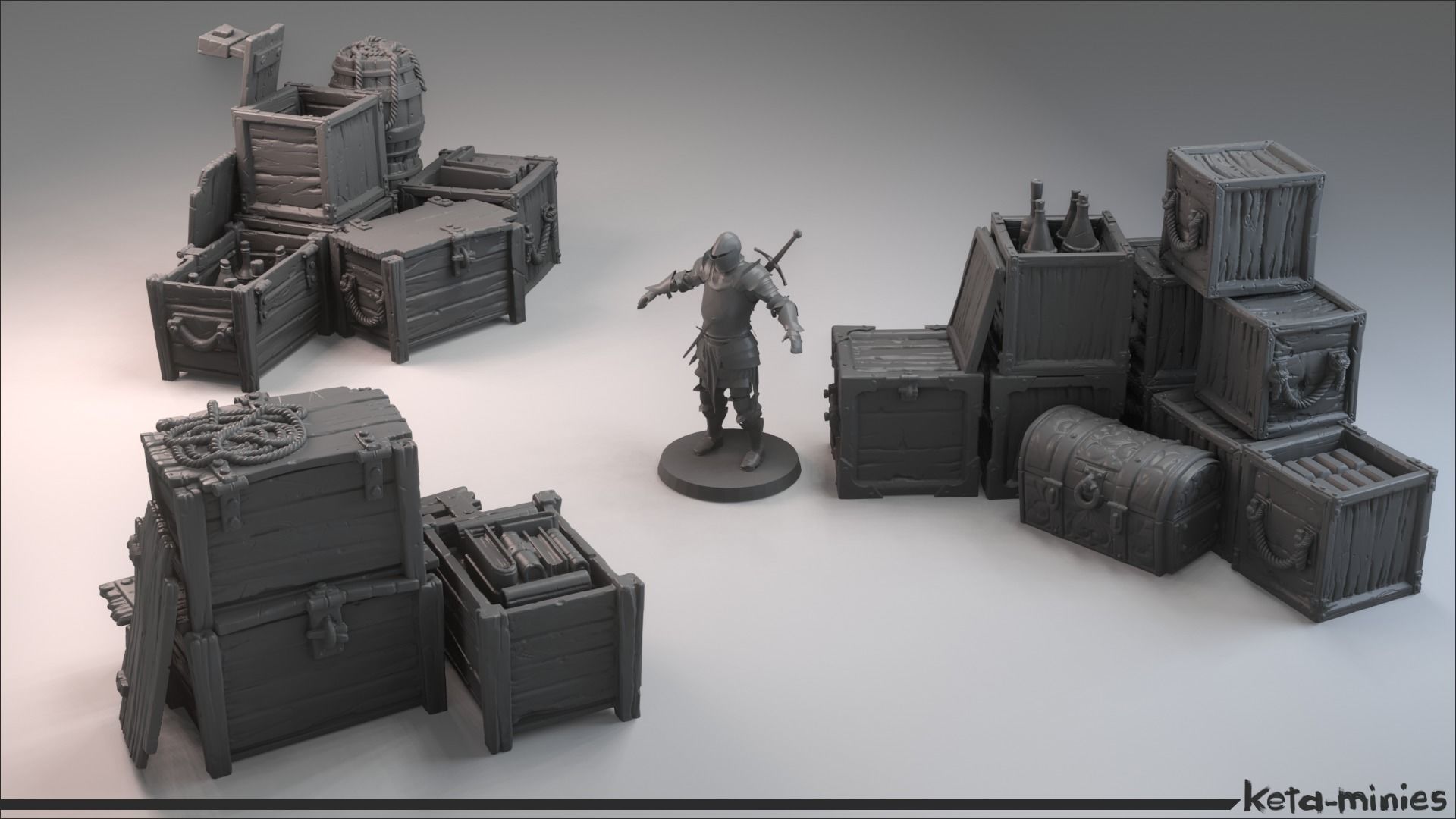 Medieval Crate COMBO Pack  3D print model_12