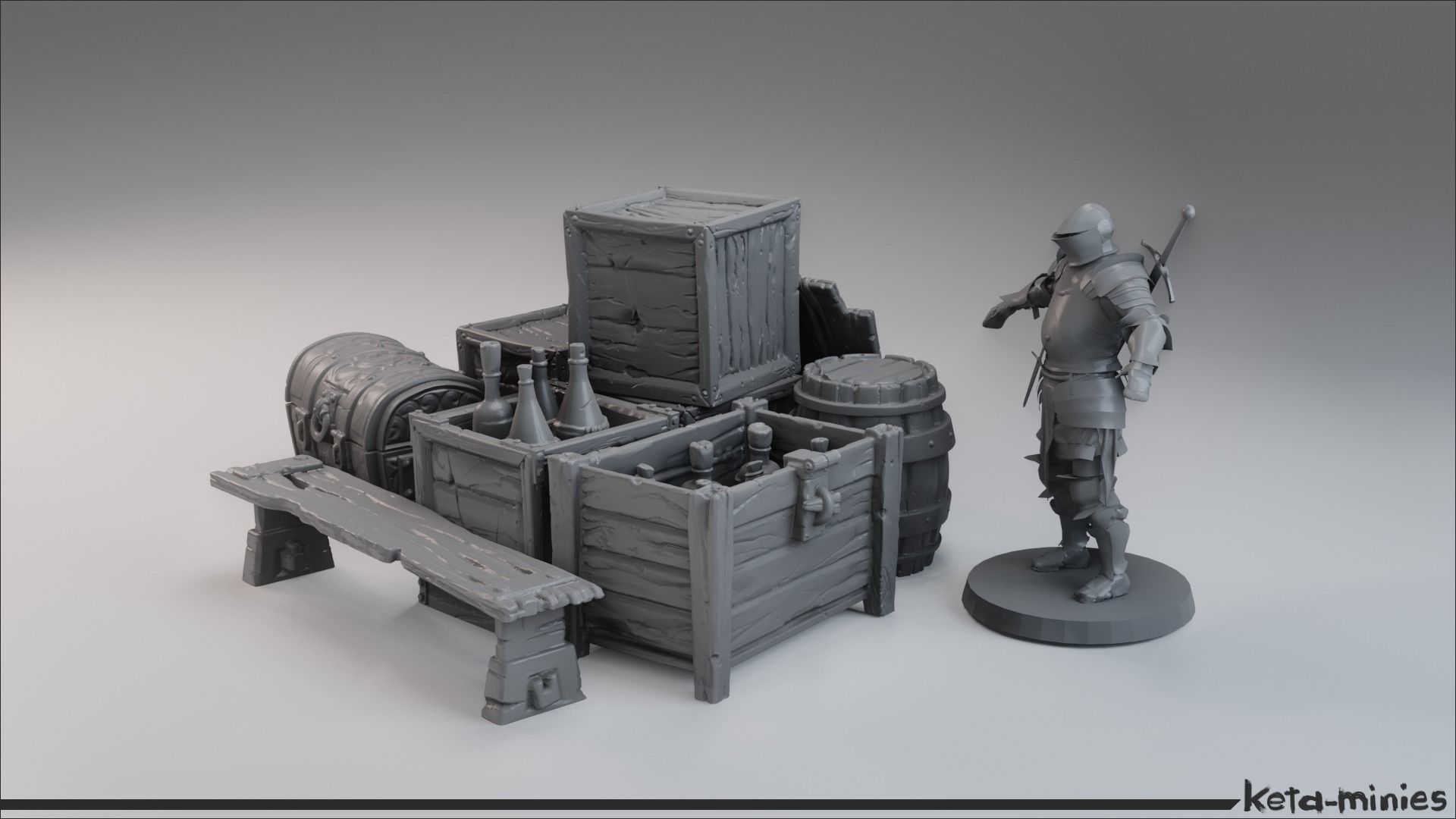 Medieval Crate COMBO Pack  3D print model_13