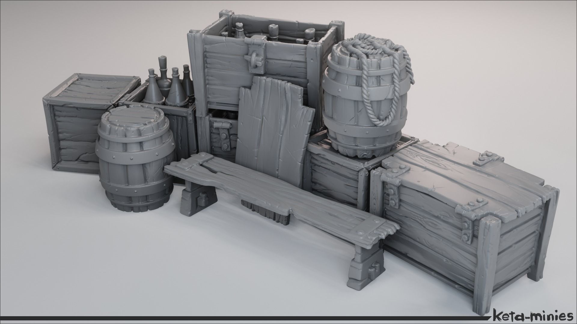 Medieval Crate COMBO Pack  3D print model_14