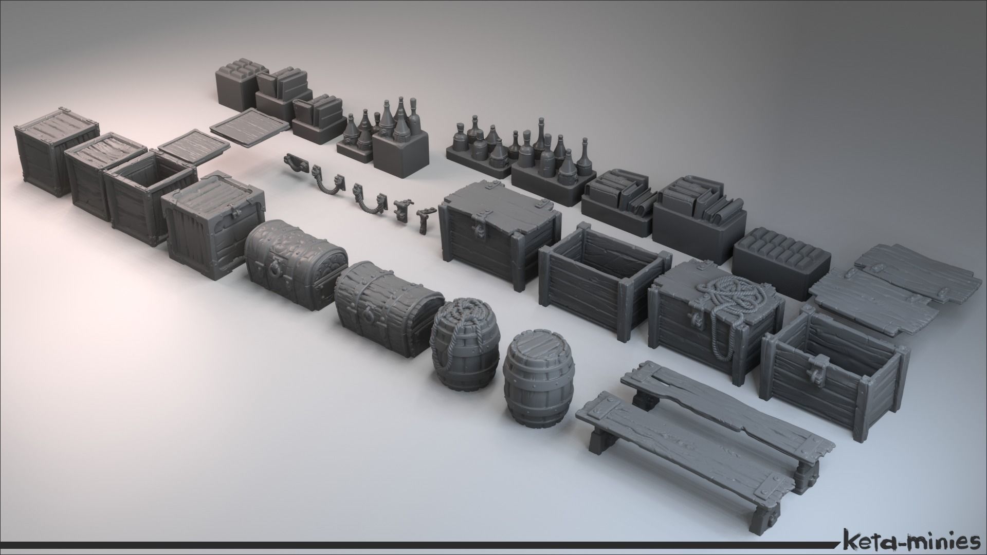 Medieval Crate COMBO Pack  3D print model_3