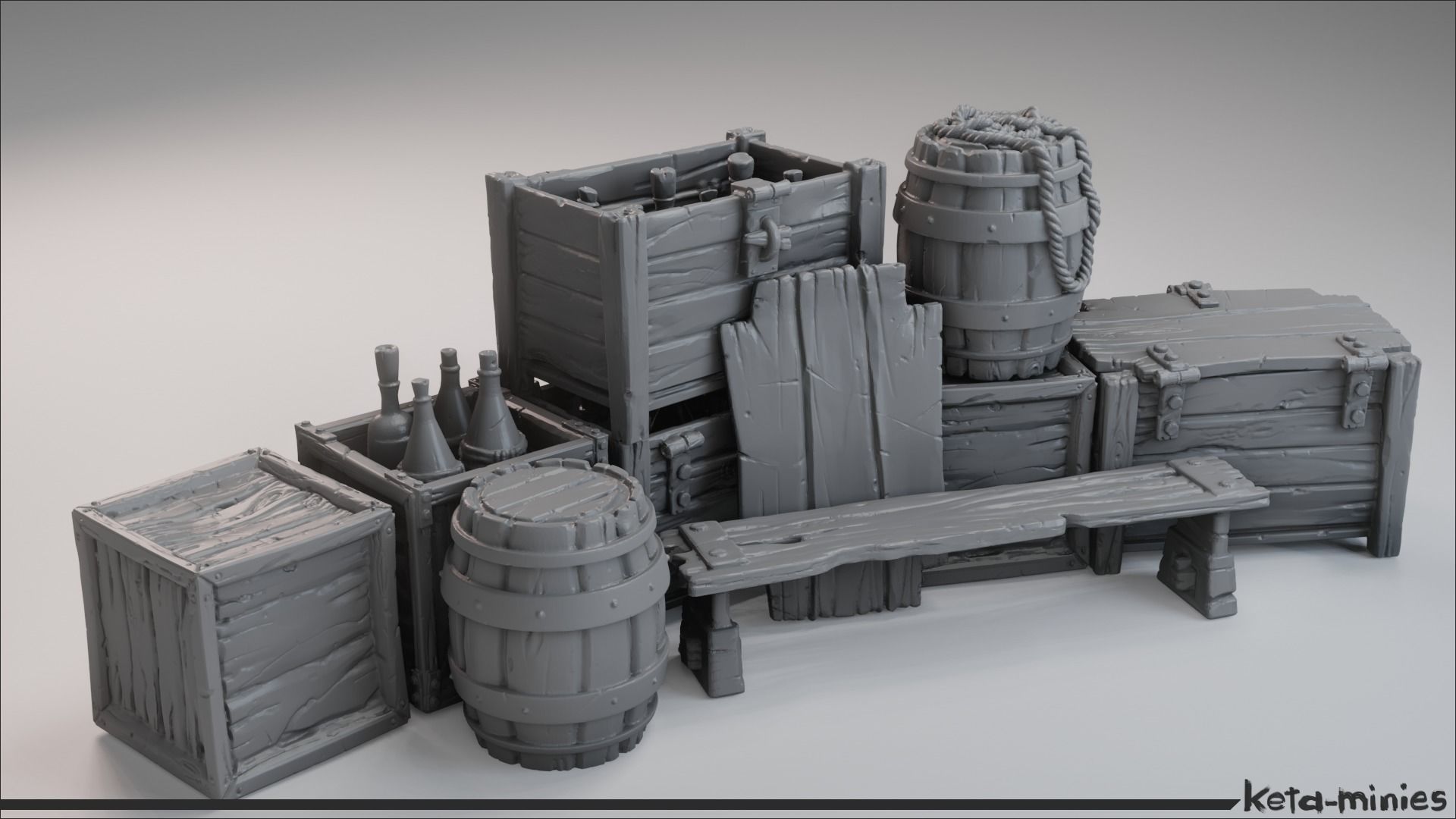 Medieval Crate COMBO Pack  3D print model_18