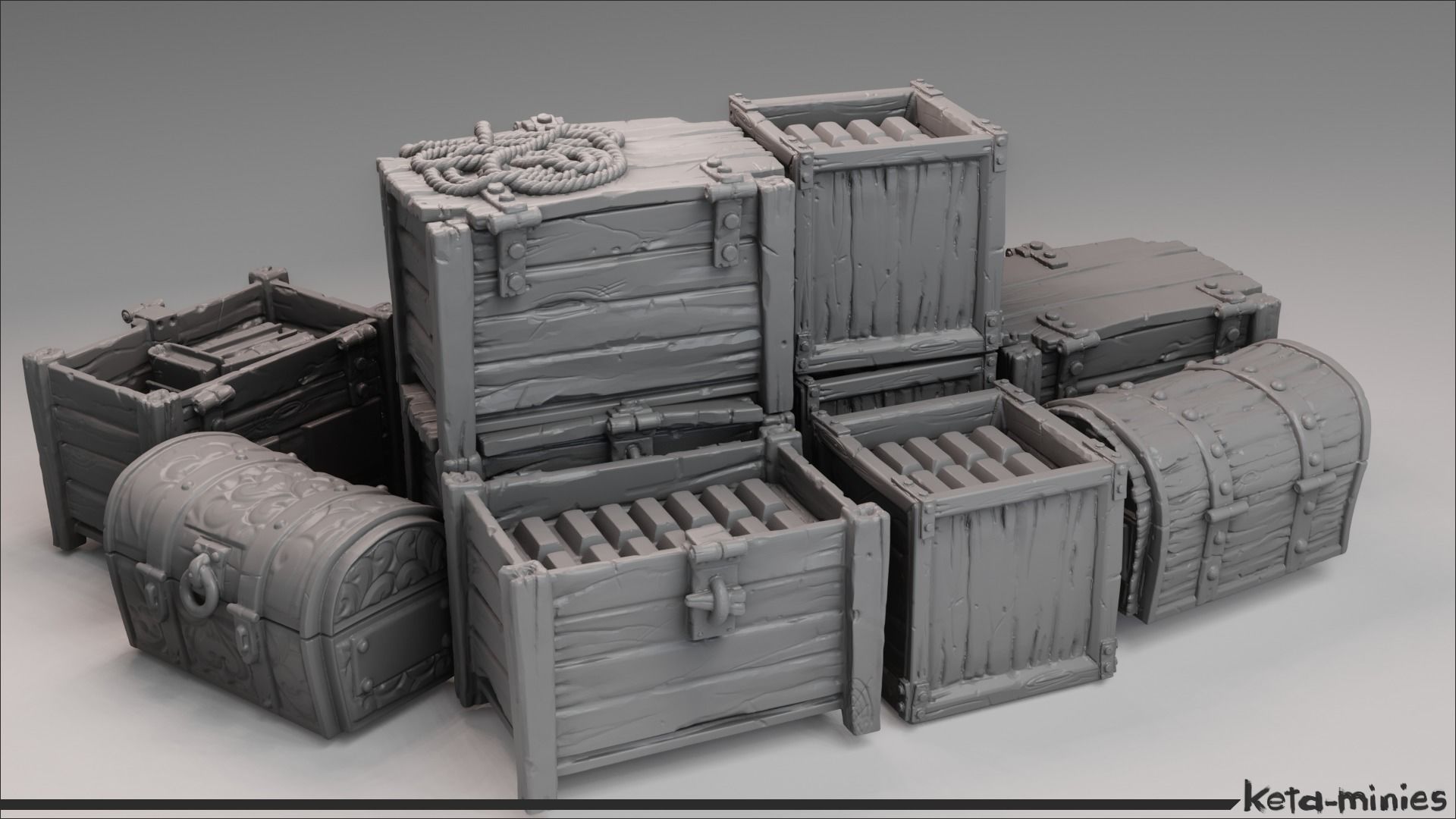 Medieval Crate COMBO Pack  3D print model_17