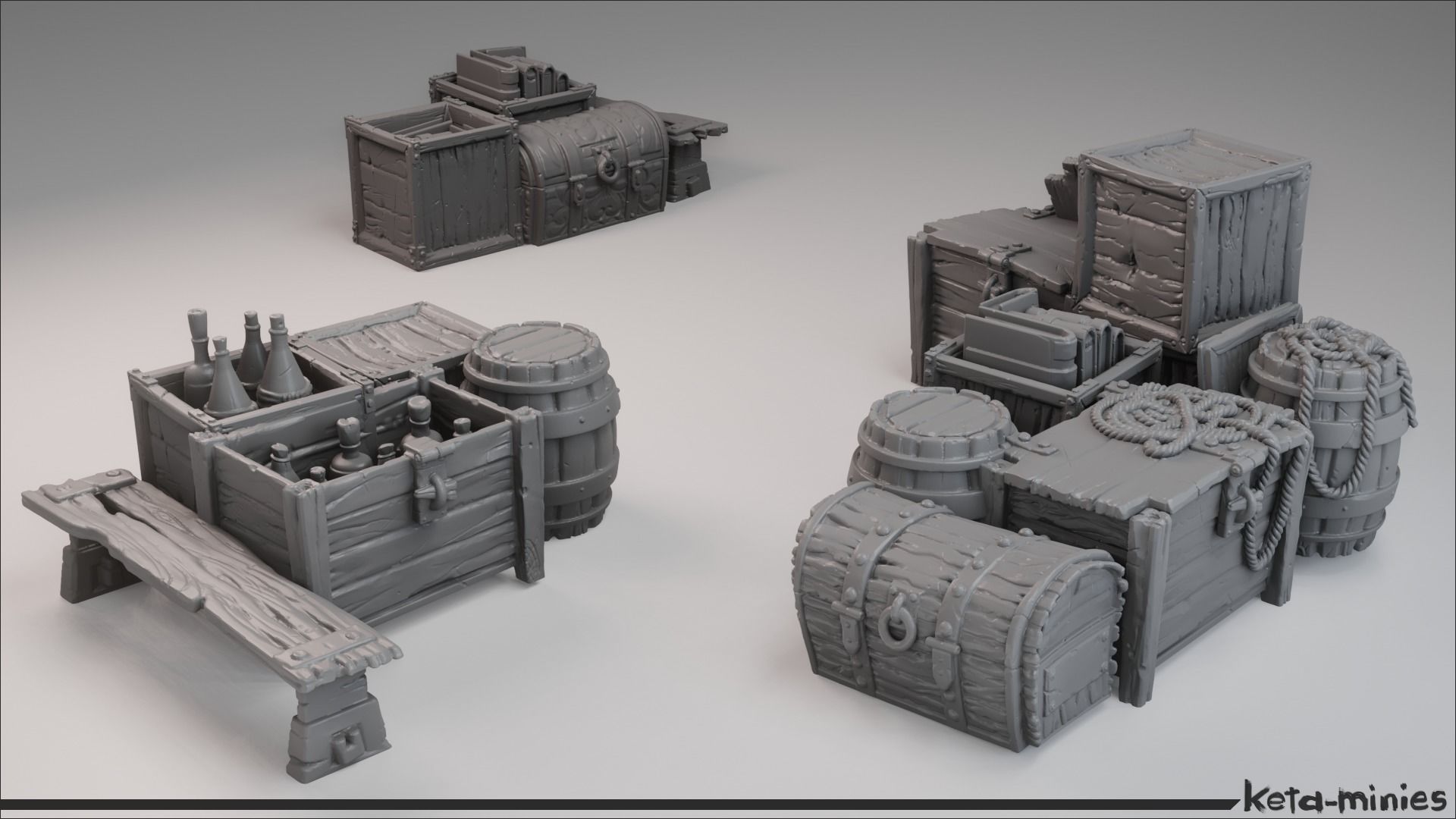 Medieval Crate COMBO Pack  3D print model_15