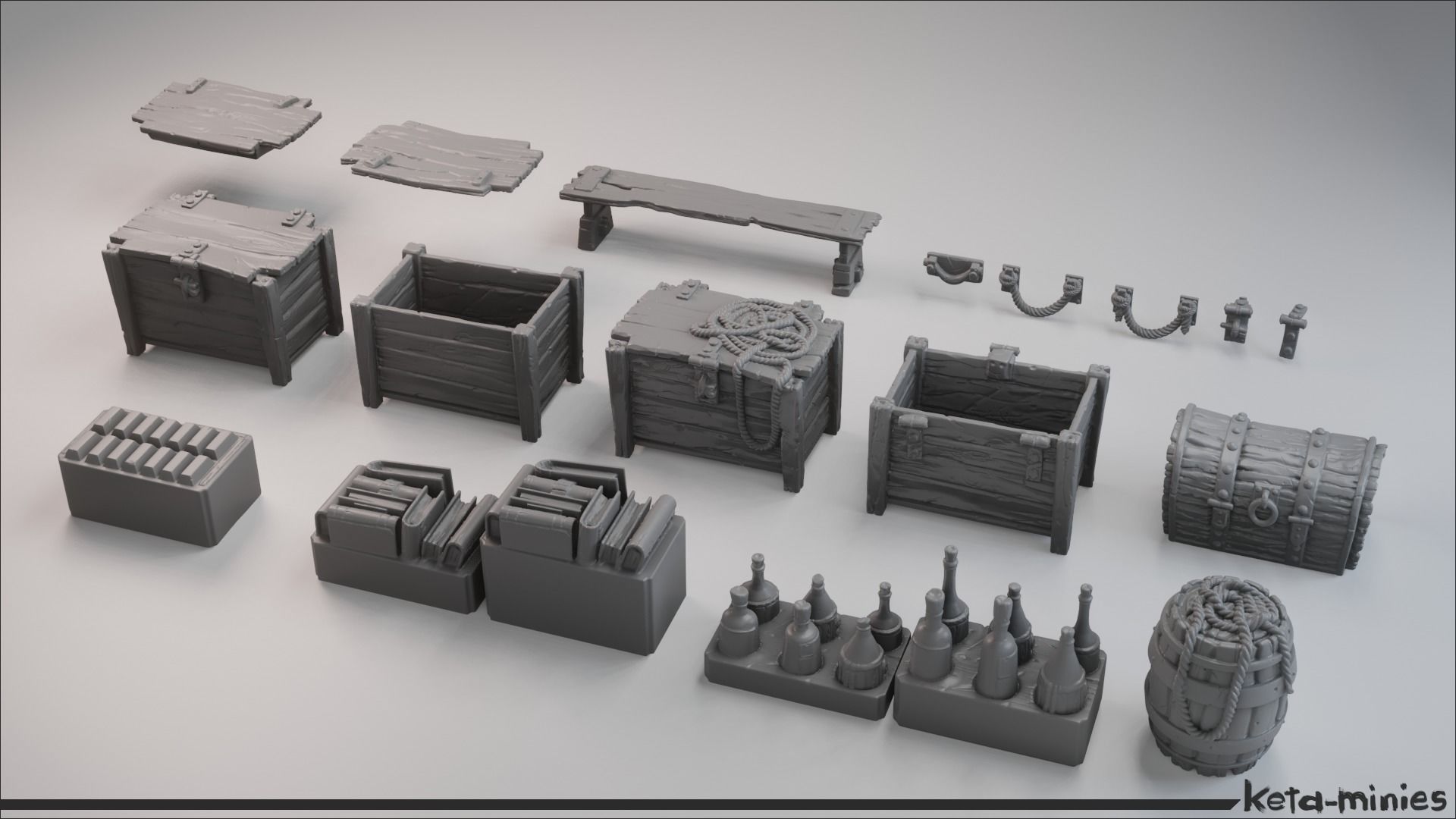 Medieval Crate COMBO Pack  3D print model_5