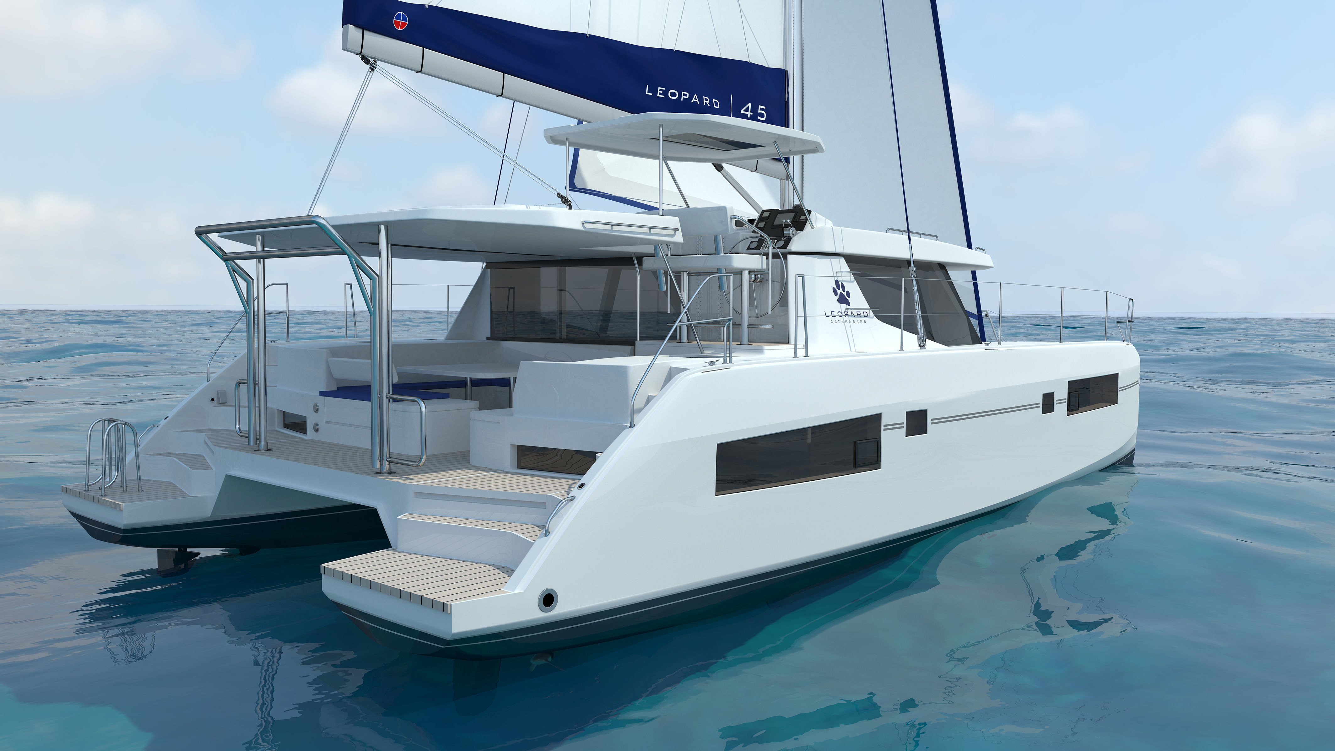 Leopard 45 catamaran 3D model_1