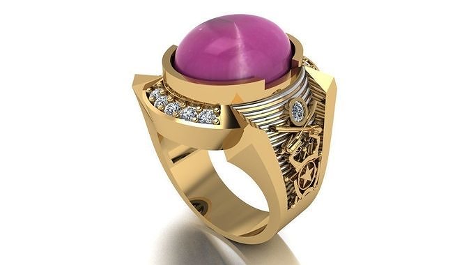 Ring 5 egyptian amethyst and diamond 3D print model