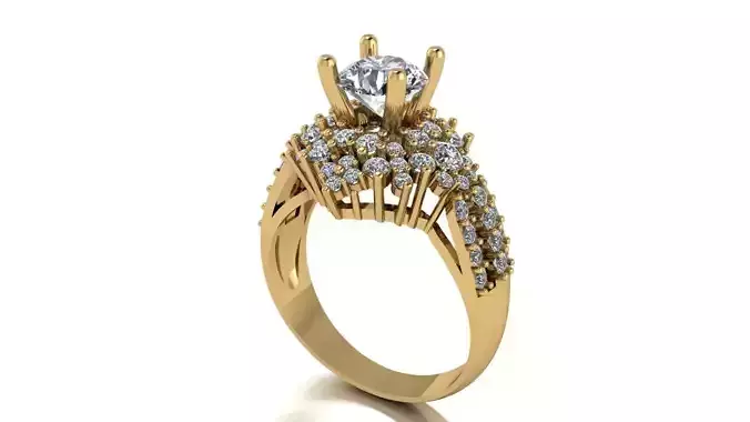 Ring 6 gold engagement with diamonds
