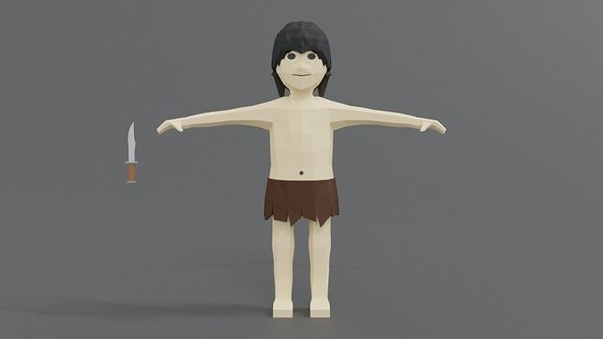 Low Poly Cartoon Tarzan Low-poly 3D model