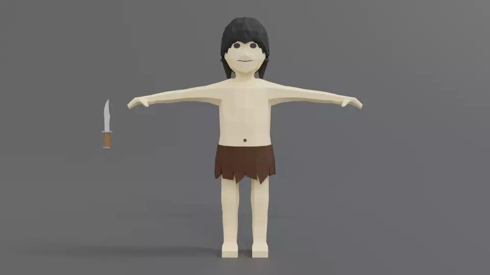 Low Poly Cartoon Tarzan Low-poly 3D model