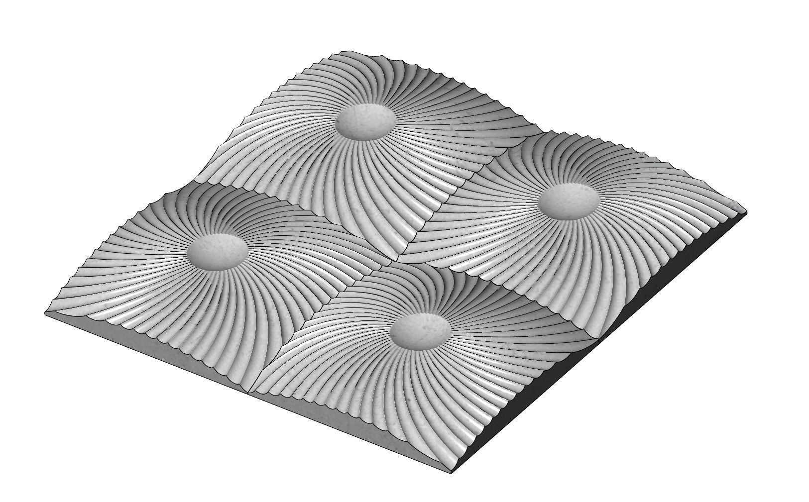 Spiral pattern panel or tile 3D print model_2