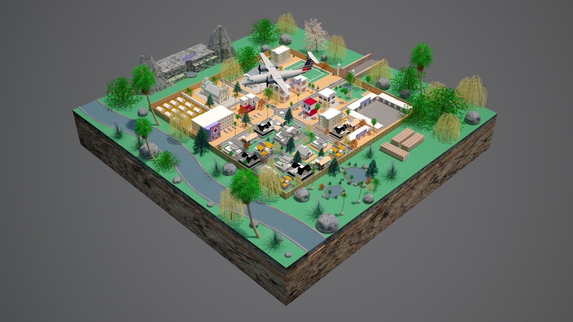 3d model of an Imaginary Town 3D model_11