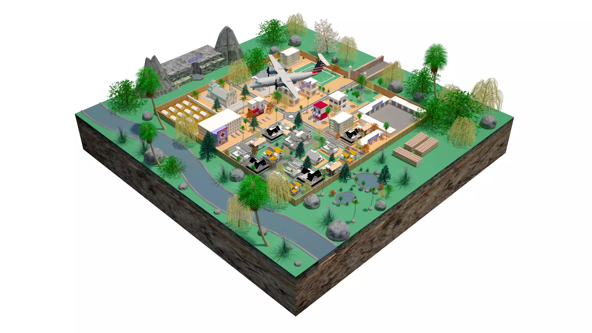 3d model of an Imaginary Town 3D model_0