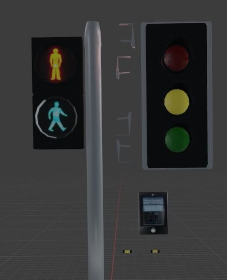Uk traffic lights games ready Low-poly 3D model_7