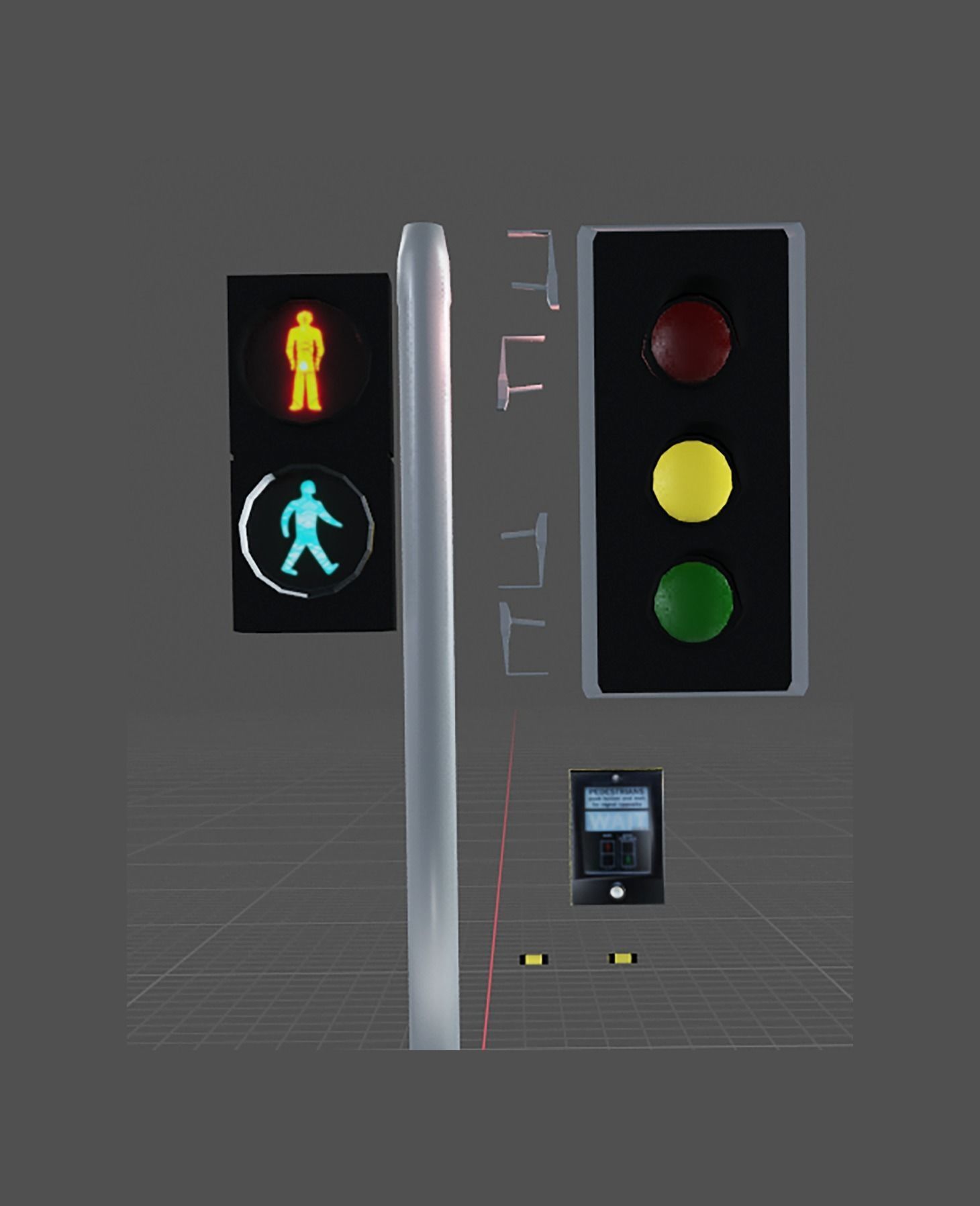 Uk traffic lights games ready Low-poly 3D model_2