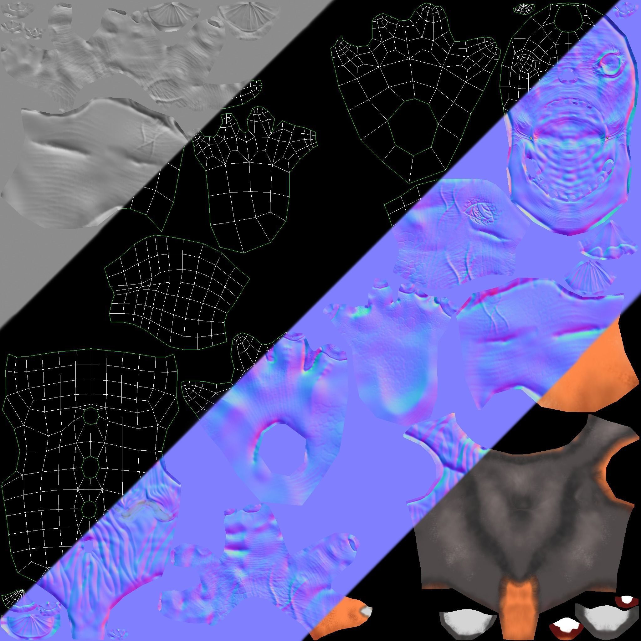 Trash Bag Bunch SkuzBeast Free low-poly 3D model_3