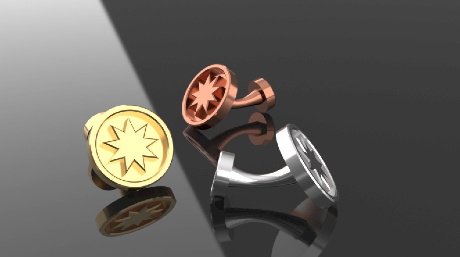 Star Cufflinks   3D print model_1