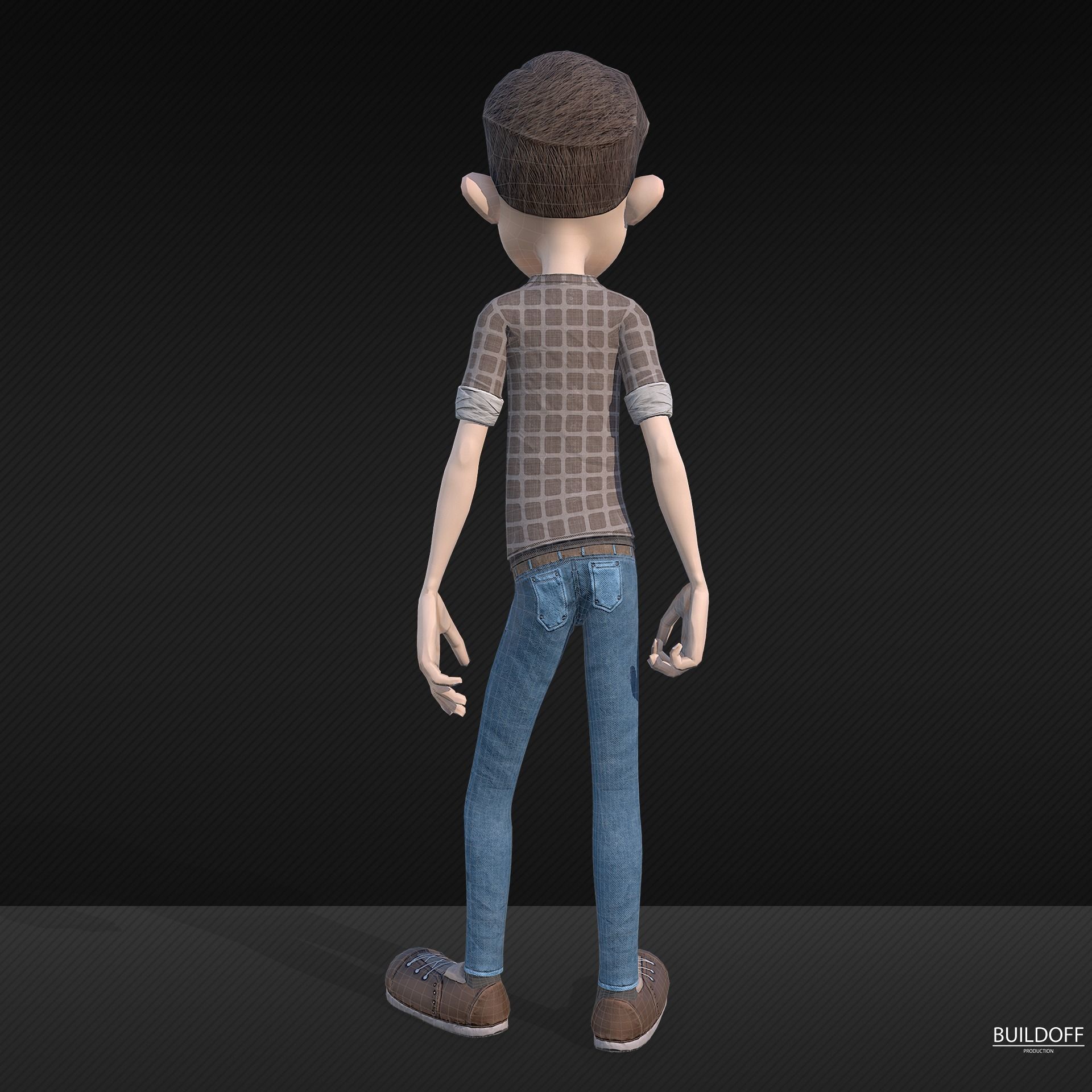 Stylized boy Low-poly 3D model_8