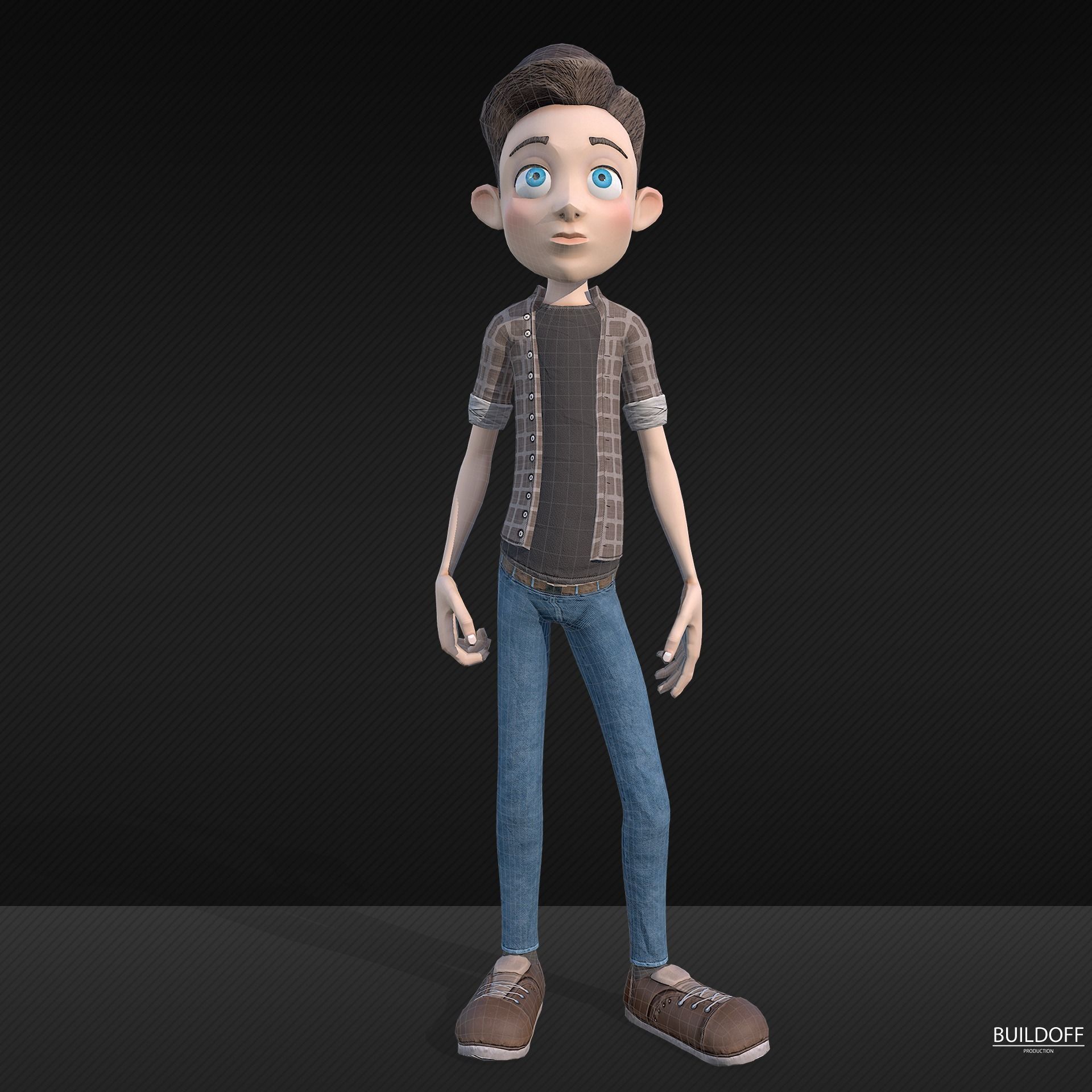 Stylized boy Low-poly 3D model_7