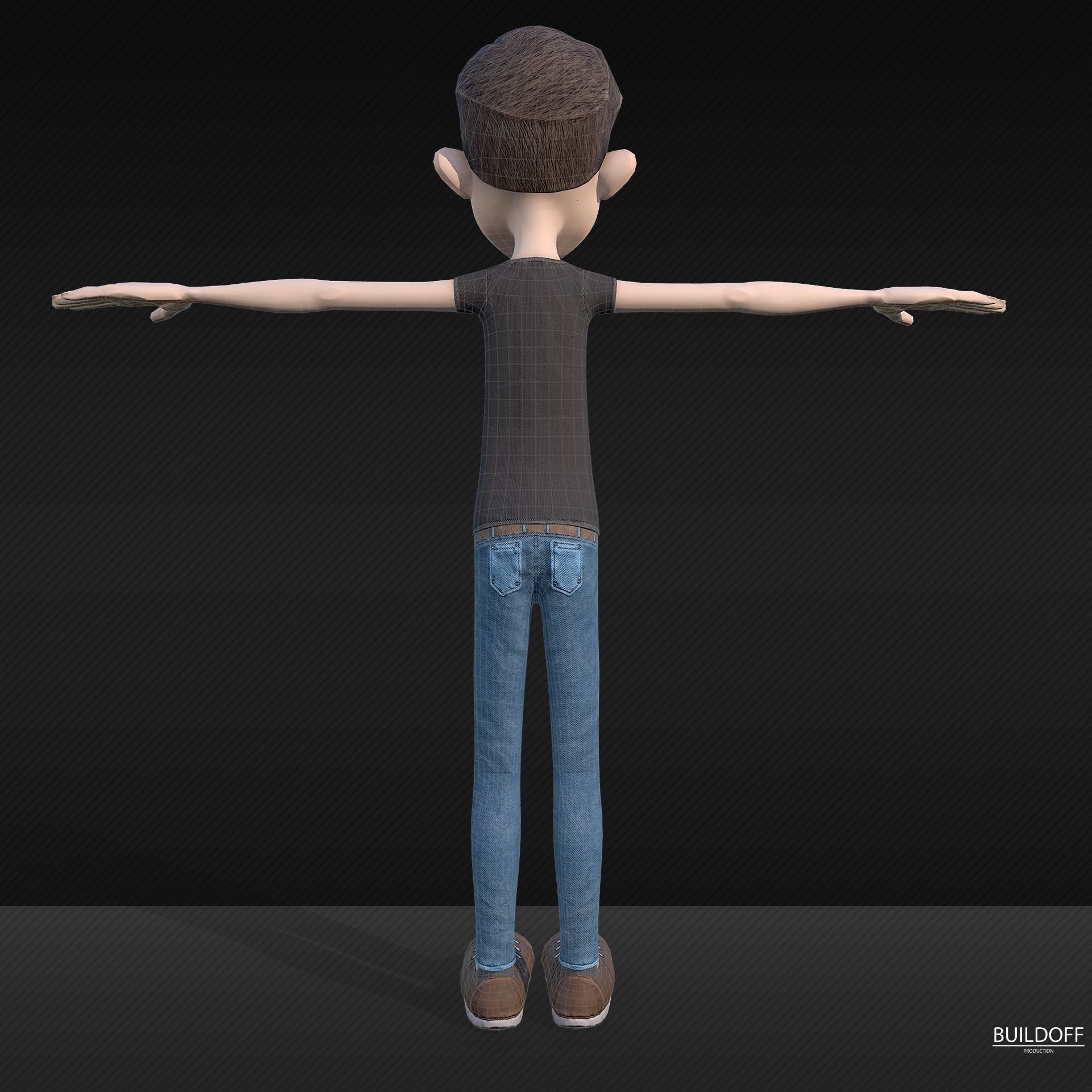 Stylized boy Low-poly 3D model_12
