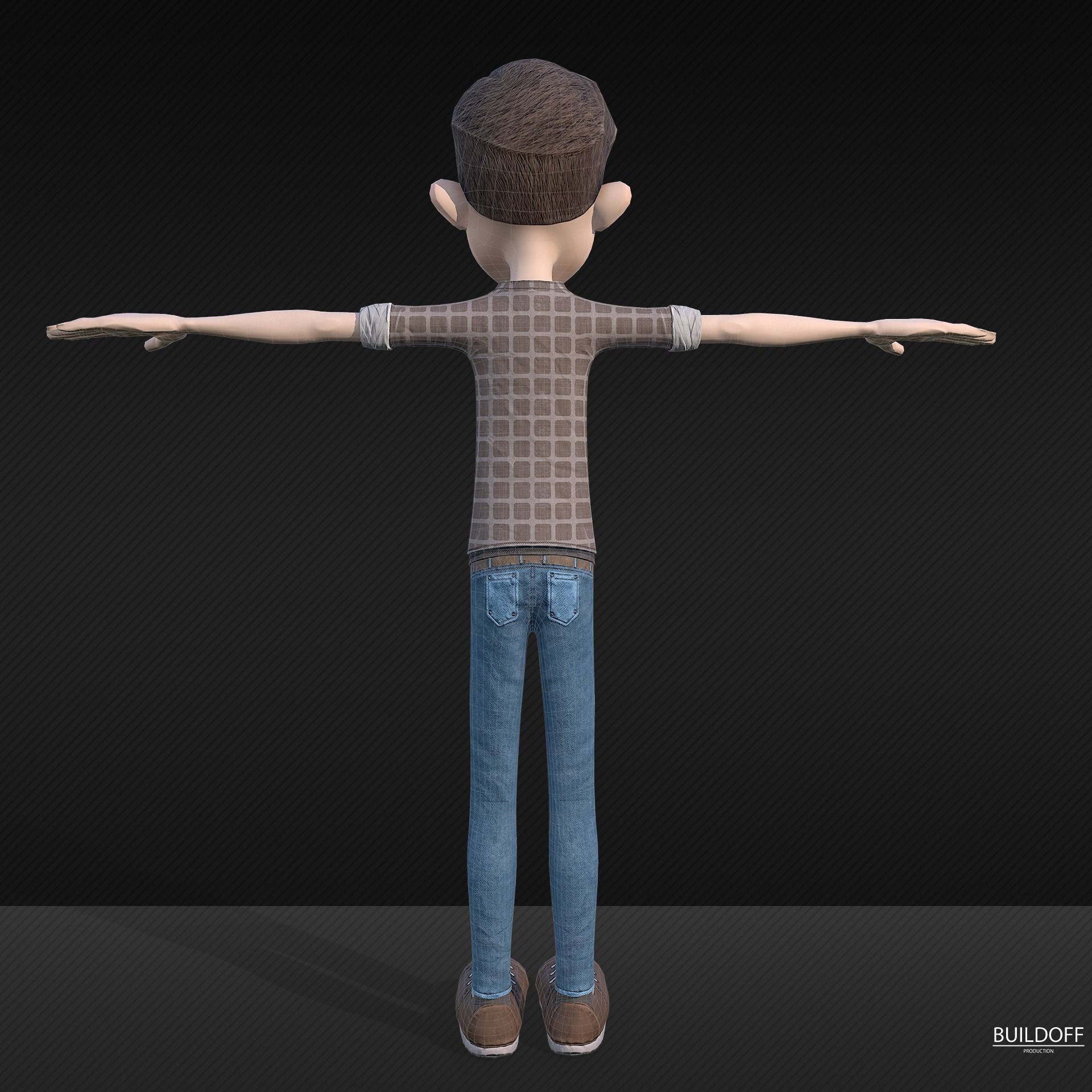 Stylized boy Low-poly 3D model_10