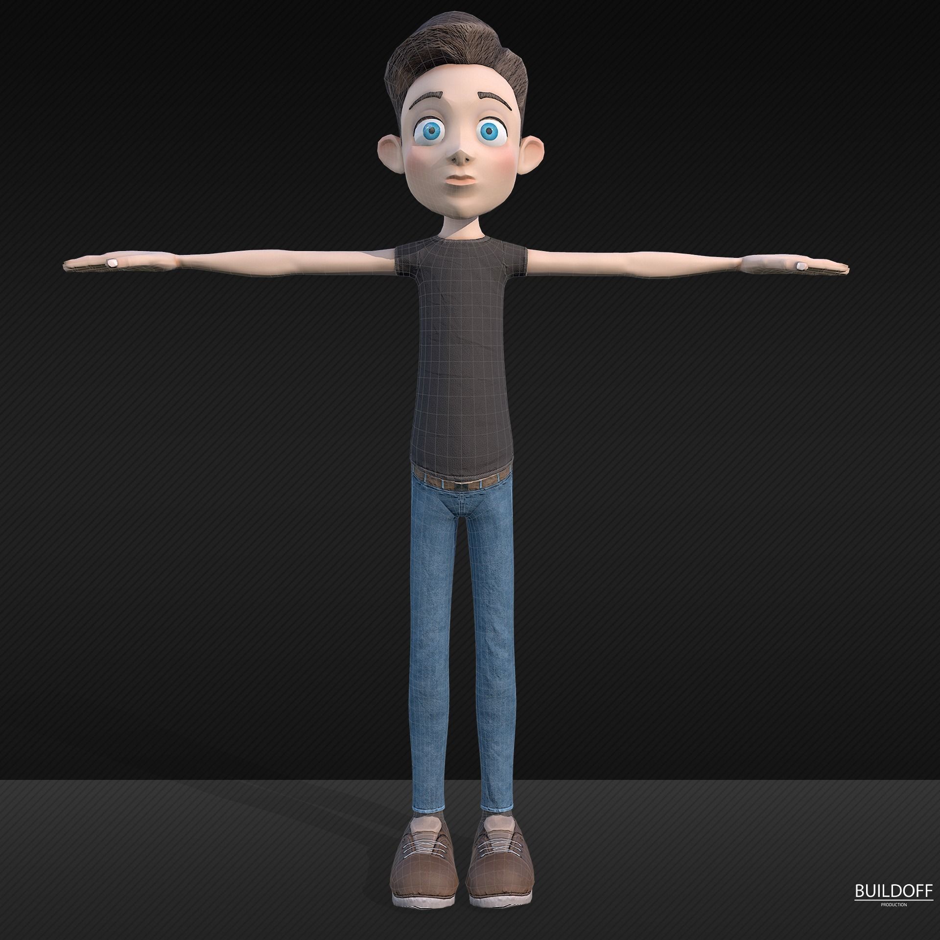 Stylized boy Low-poly 3D model_11
