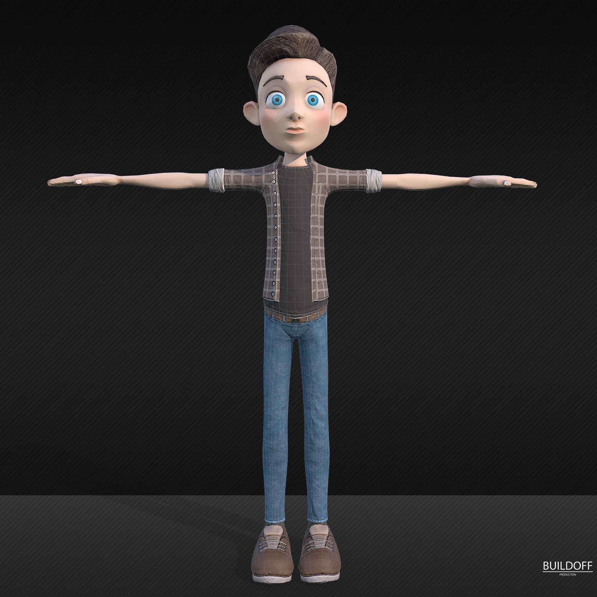 Stylized boy Low-poly 3D model_9