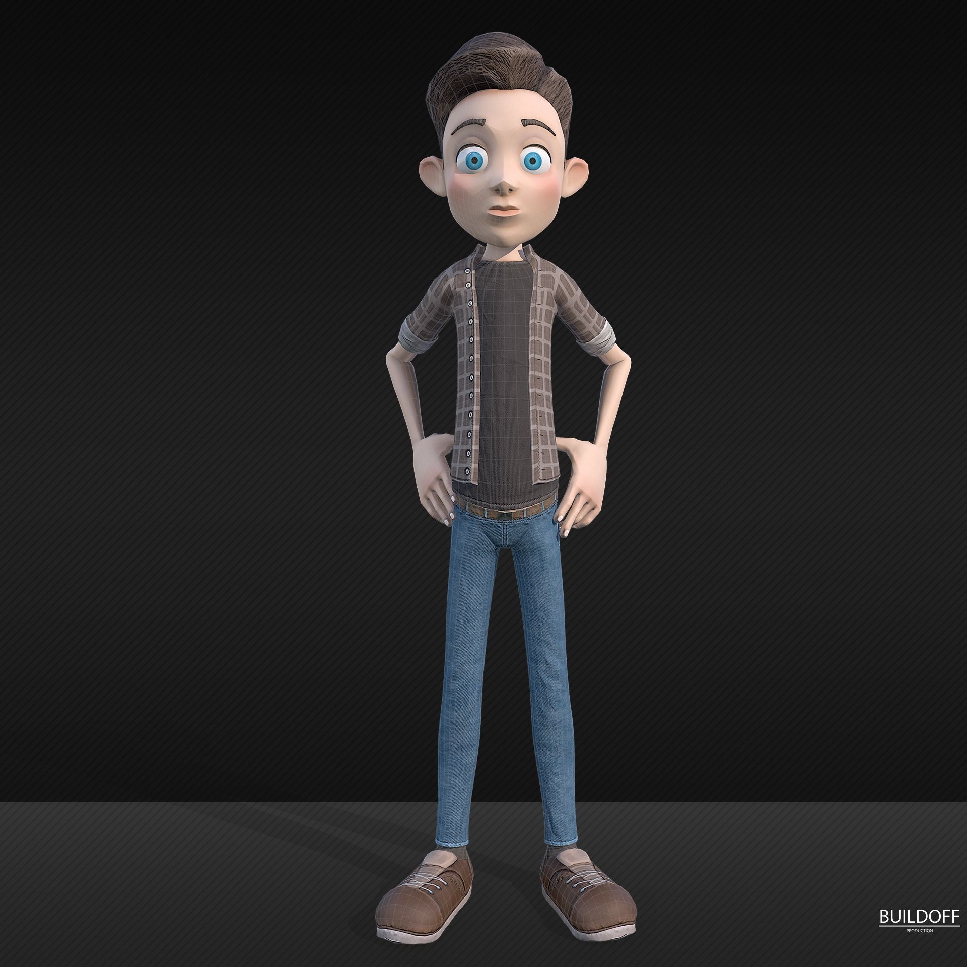 Stylized boy Low-poly 3D model_5