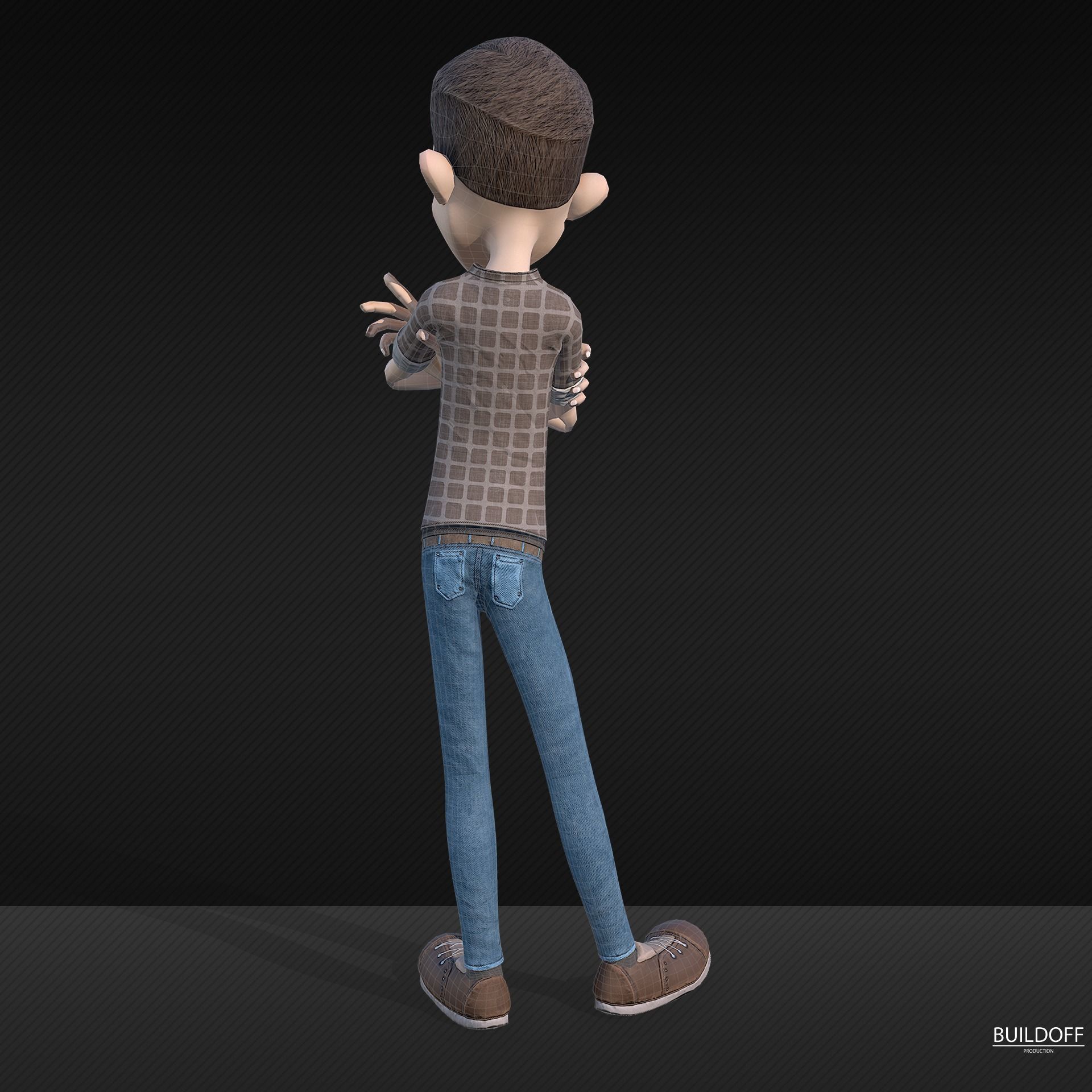 Stylized boy Low-poly 3D model_4