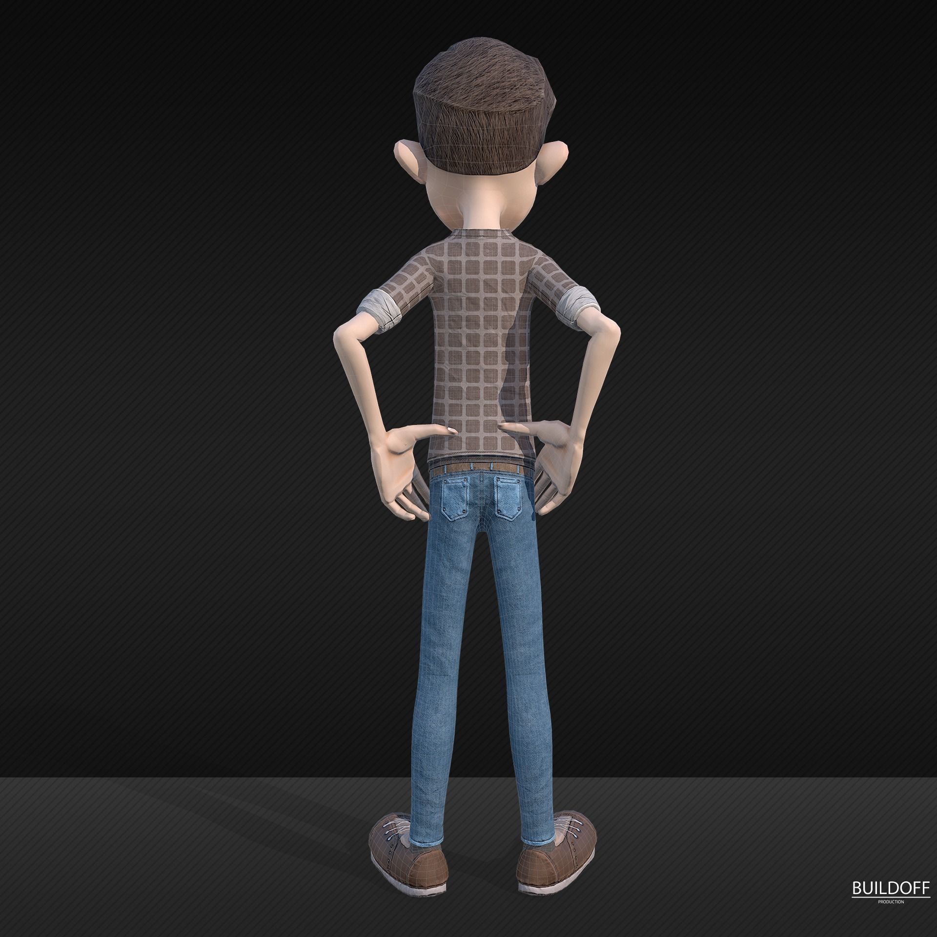 Stylized boy Low-poly 3D model_6