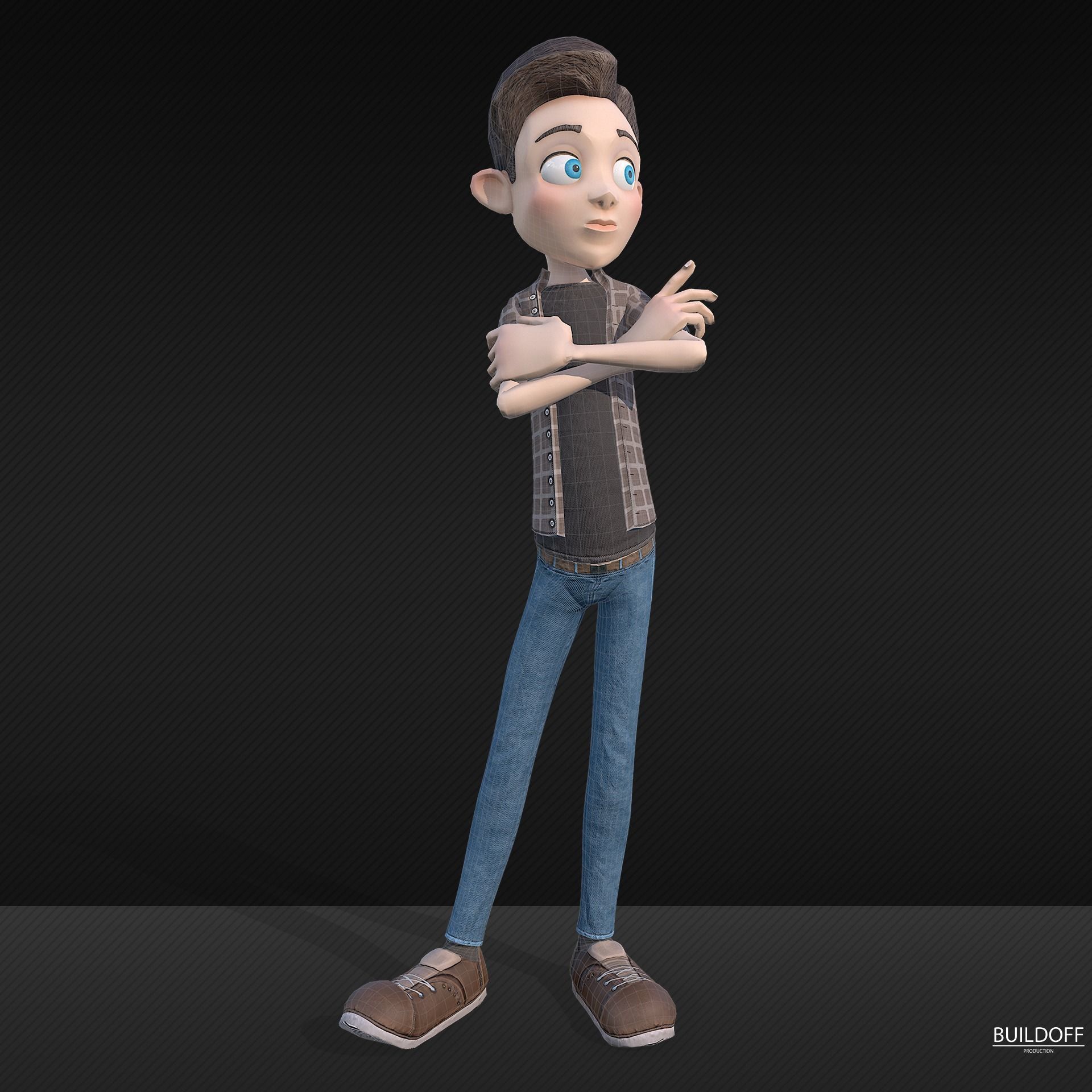 Stylized boy Low-poly 3D model_3