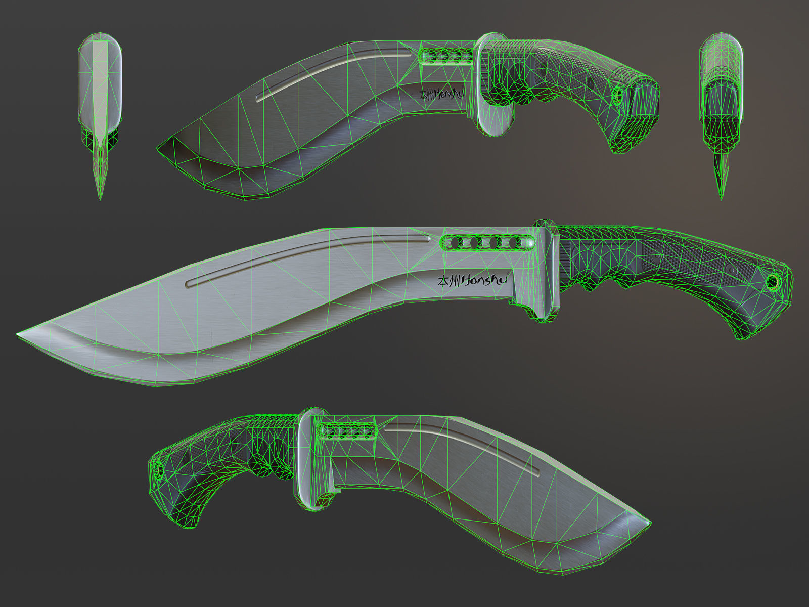 Honshu Boshin Kukri Low-poly 3D model_10