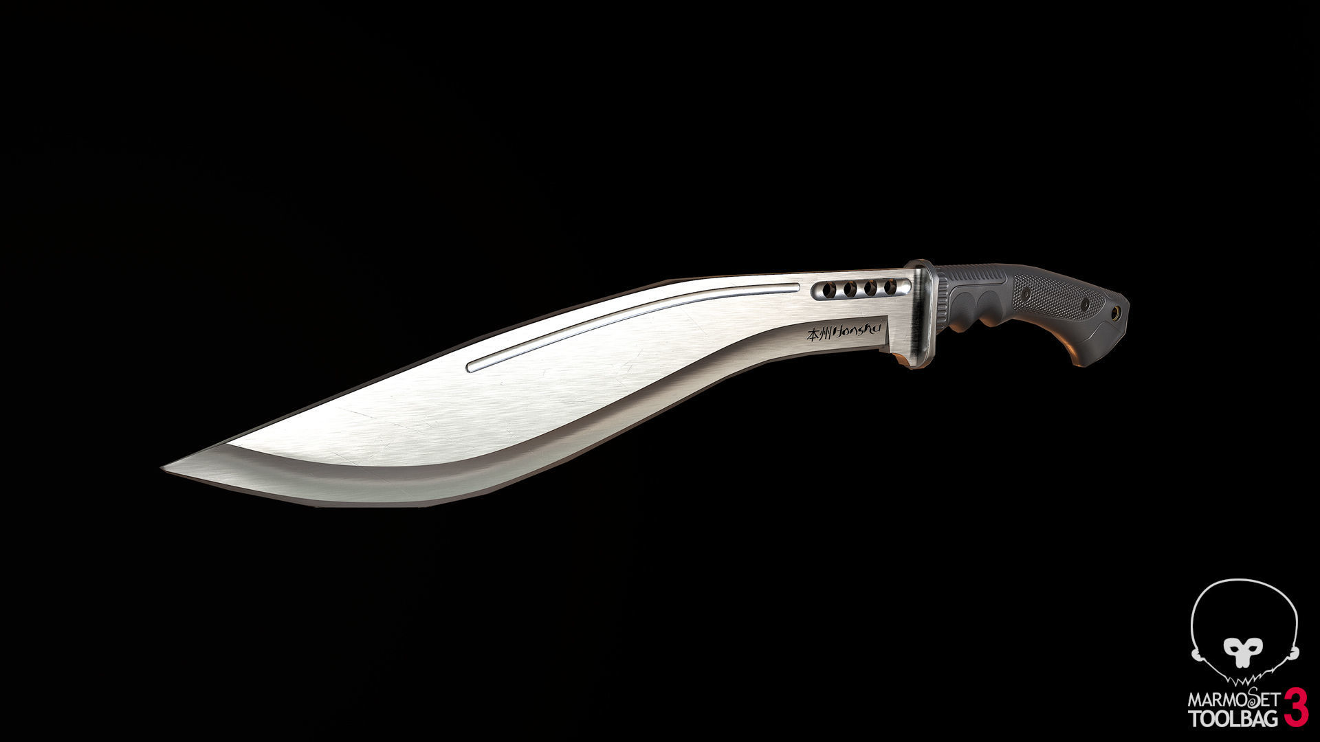 Honshu Boshin Kukri Low-poly 3D model_8