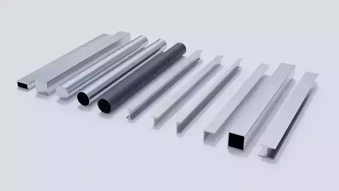 Steel Beams and Pipes Collection Low-poly 3D model