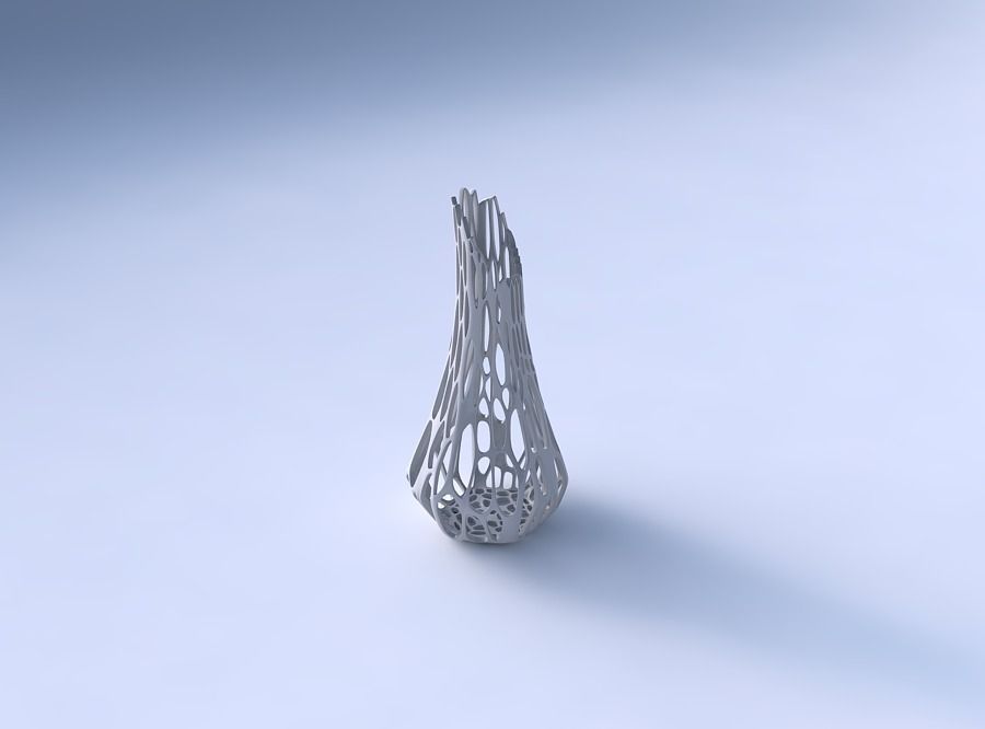 Vase top bent hexagon 2 with cracked organic lattice 3D print model_3