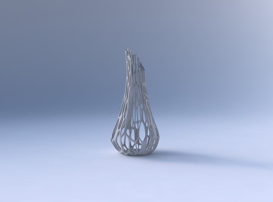 Vase top bent hexagon 2 with cracked organic lattice 3D print model_4