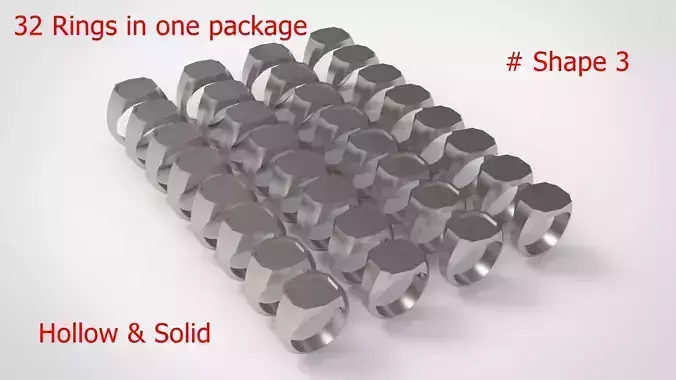 Signet Men Ring Pack No 03 3D print model