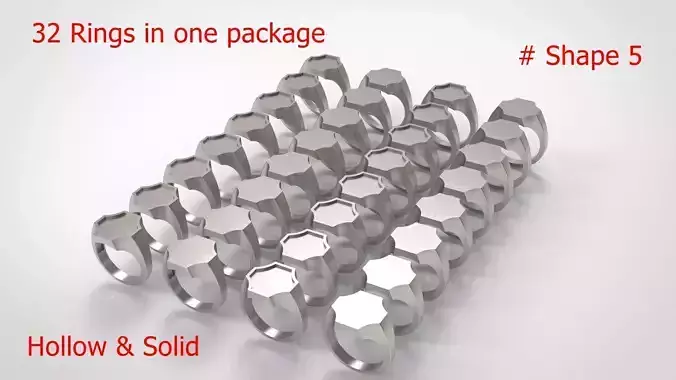 Signet Men Ring Pack No 05 3D print model